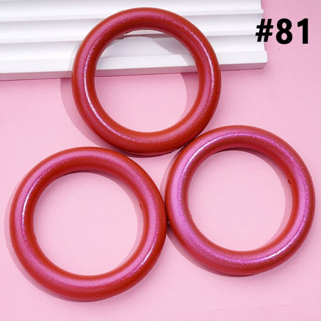 Glossy Colorful Silicone Ring Frame Bead Circle Round Car Hanger Charm Loop 65MM