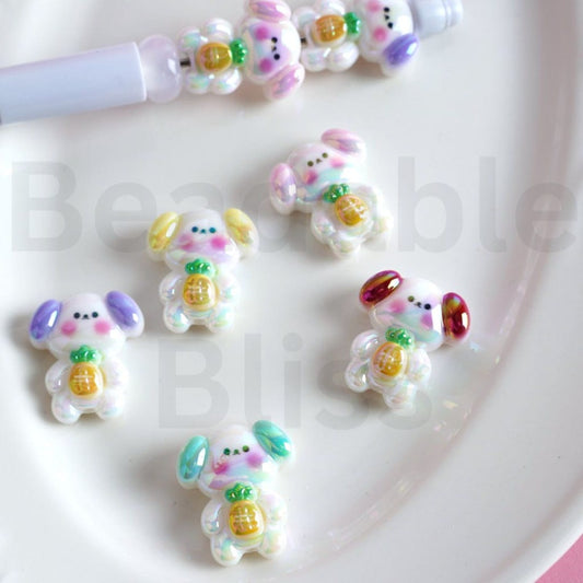 UVコーティング かわいいサンリ ポチャッコ 子犬 アクリルビーズ 約24×21mm ランダムミックス