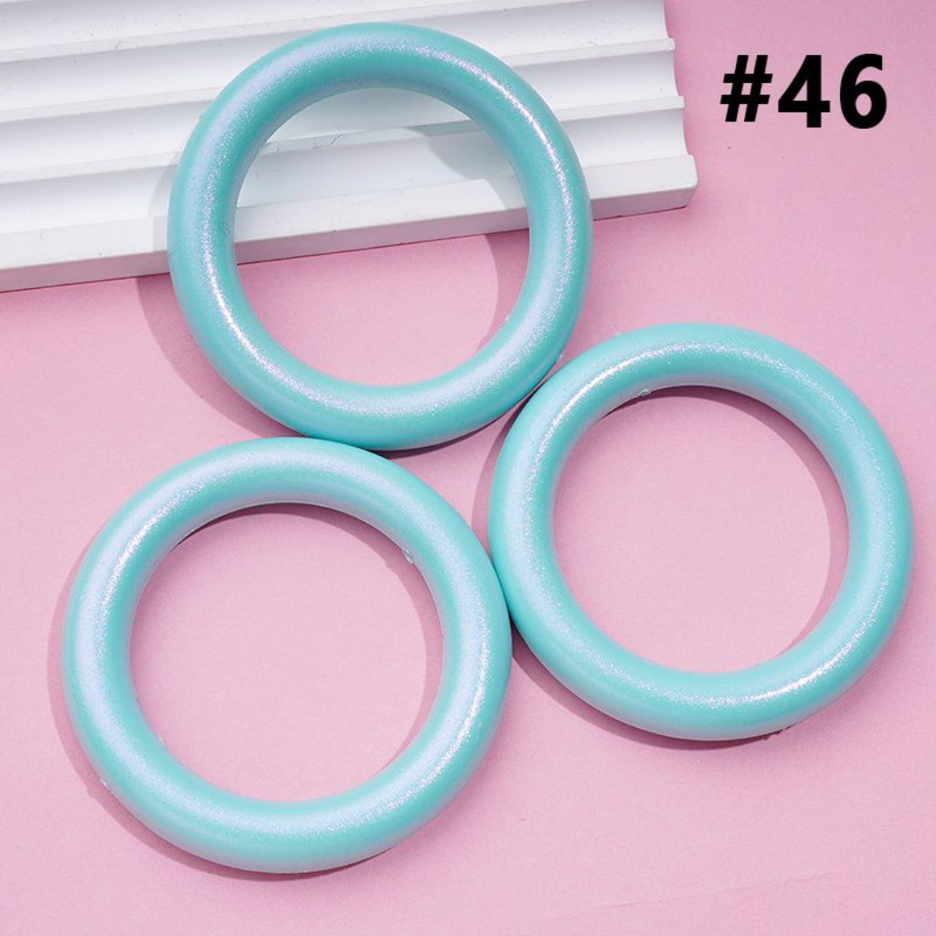Glossy Colorful Silicone Ring Frame Bead Circle Round Car Hanger Charm Loop 65MM