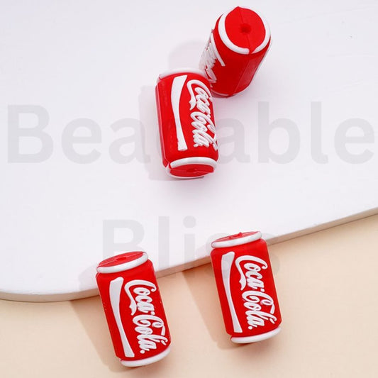 3D Red Coc Col Cok Can Tin Silicone Focal Beads