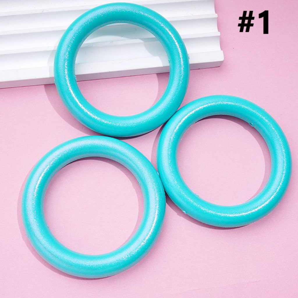 Glossy Colorful Silicone Ring Frame Bead Circle Round Car Hanger Charm Loop 65MM