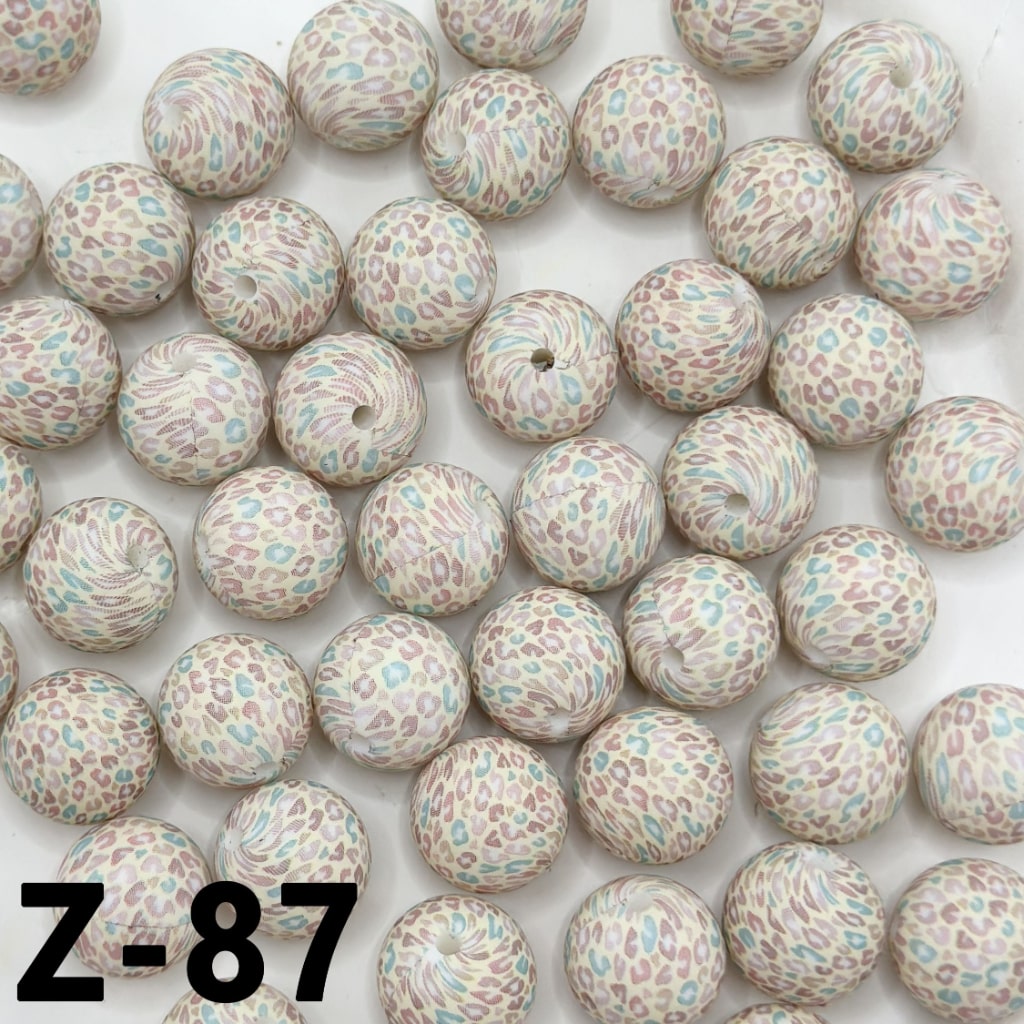 Colorful Jaguar Leopard Prints Round Printed Silicone Beads 15mm, Number Z-87 (Ship out in Around 4-6 Days after Ordering)