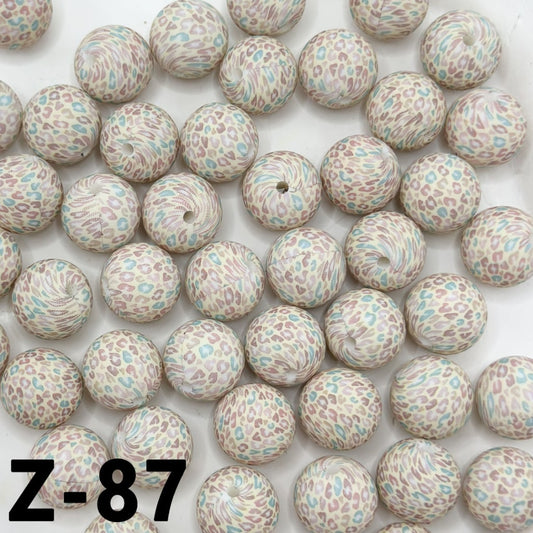 Colorful Jaguar Leopard Prints Round Printed Silicone Beads 15mm, Number Z-87 (Ship out in Around 4-6 Days after Ordering)