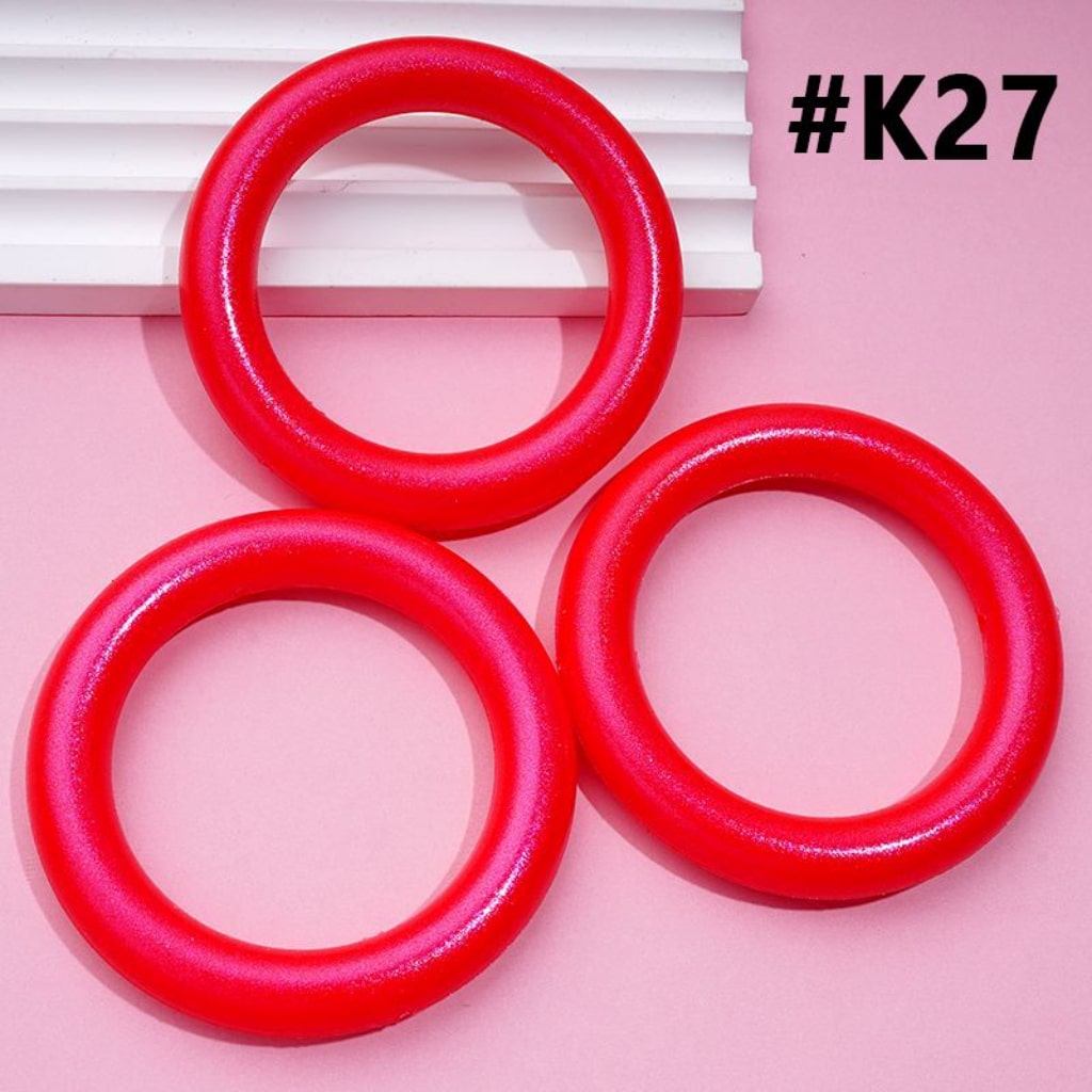 Glossy Colorful Silicone Ring Frame Bead Circle Round Car Hanger Charm Loop 65MM