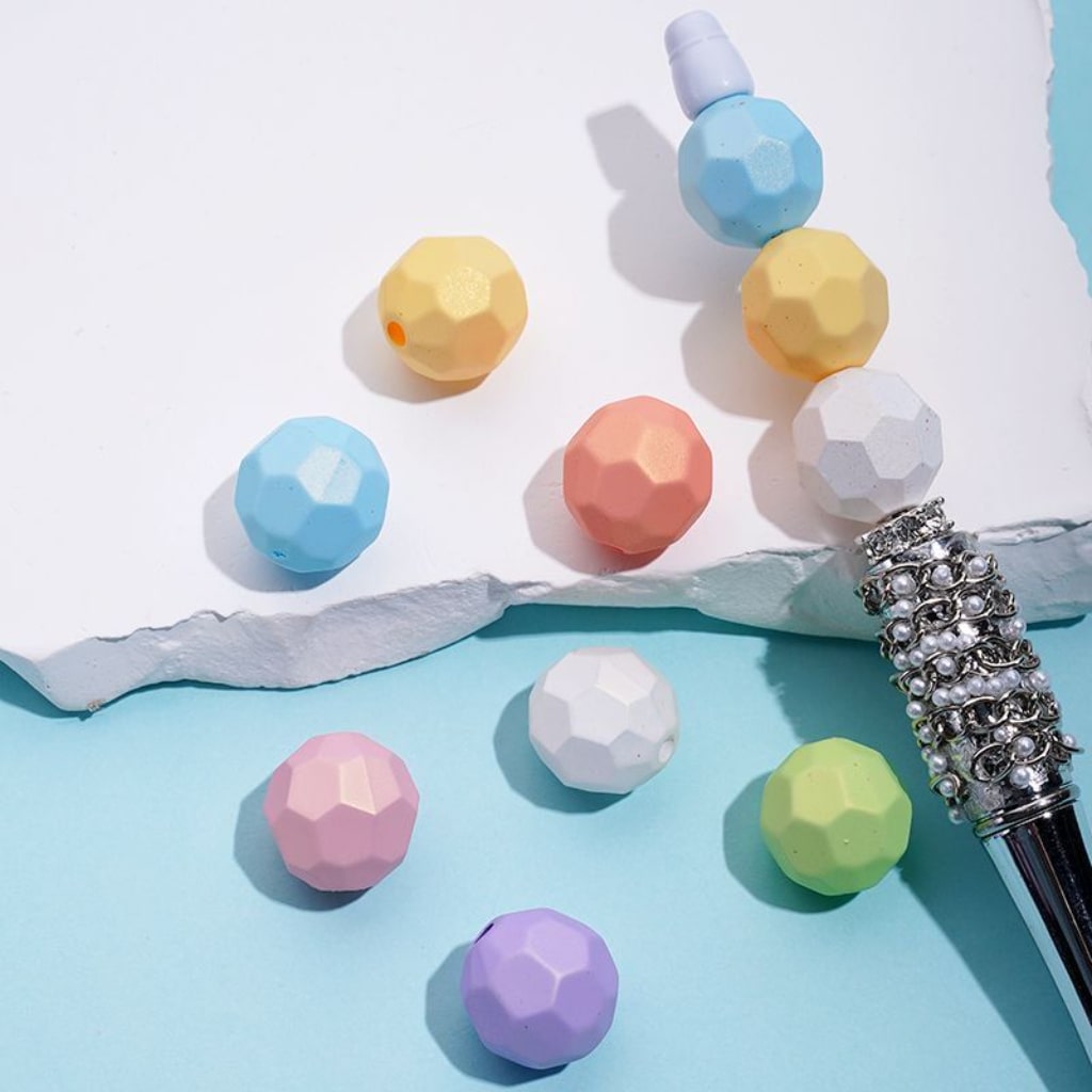 Solid Color Hexagon Acrylic Beads, 16MM, Random Mix