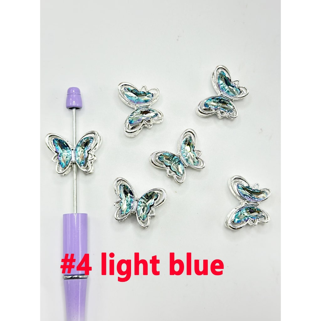 Bling Bling Cute Silver Alloy Metal Butterfly Rhinestone Acrylic Beads, 26*21MM