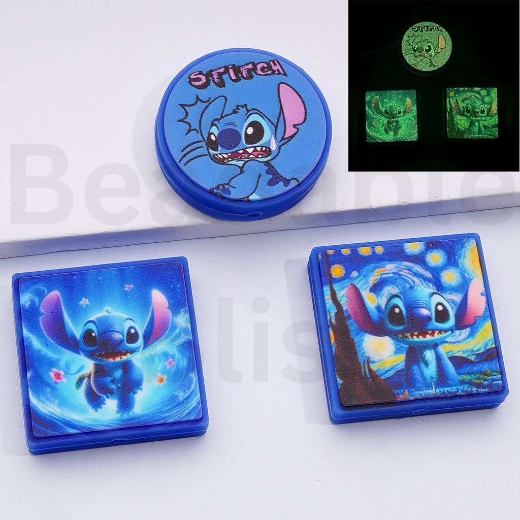 Luminous Cute Stitc With Big Ears Silicone Focal Beads, Random Mix