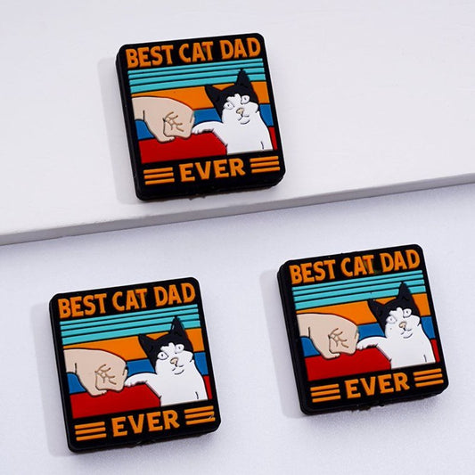 Best Cat Dad Ever Father's Day Silicone Focal Beads