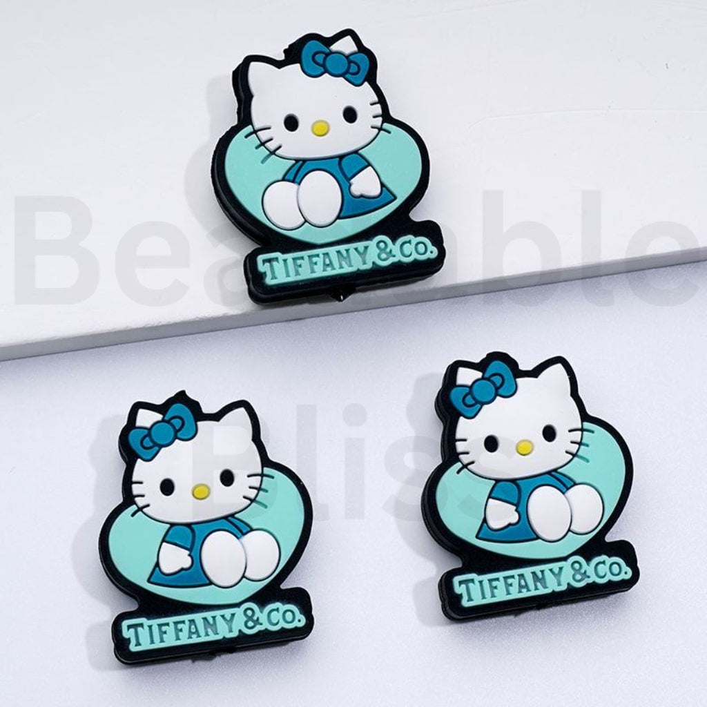 Teal Color Tiffan Cute HK Sanri Heart Silicone Focal Beads