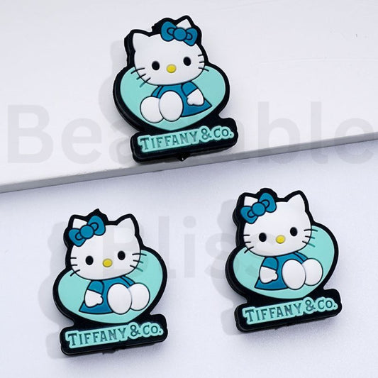 Teal Color Tiffan Cute HK Sanri Heart Silicone Focal Beads