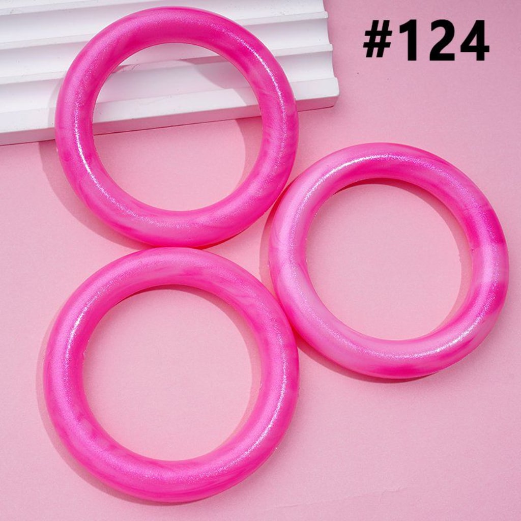Glossy Colorful Silicone Ring Frame Bead Circle Round Car Hanger Charm Loop 65MM