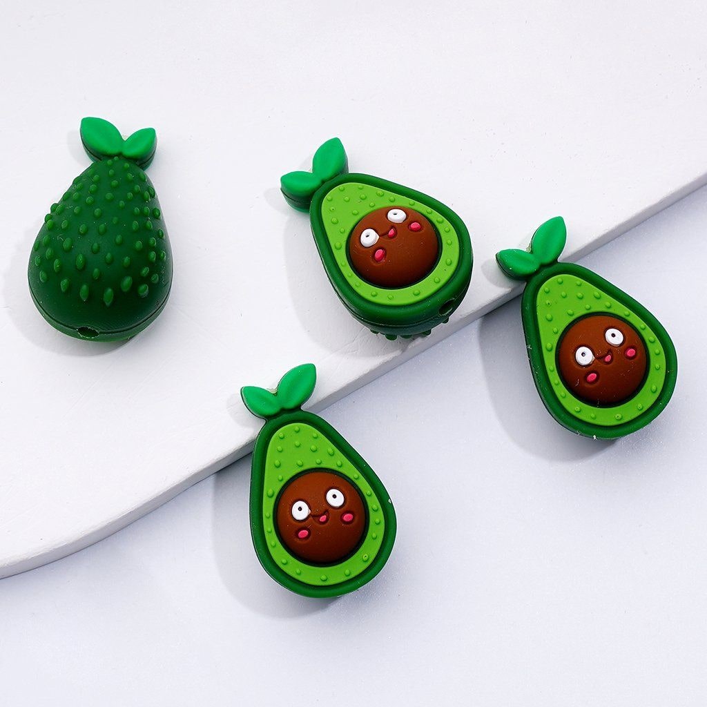 3D Cute Vivid Fruits Avocado Pear Grape Apple Blueberry Banana Silicone Focal Beads (This Focal has a Pleasant Fragrance)