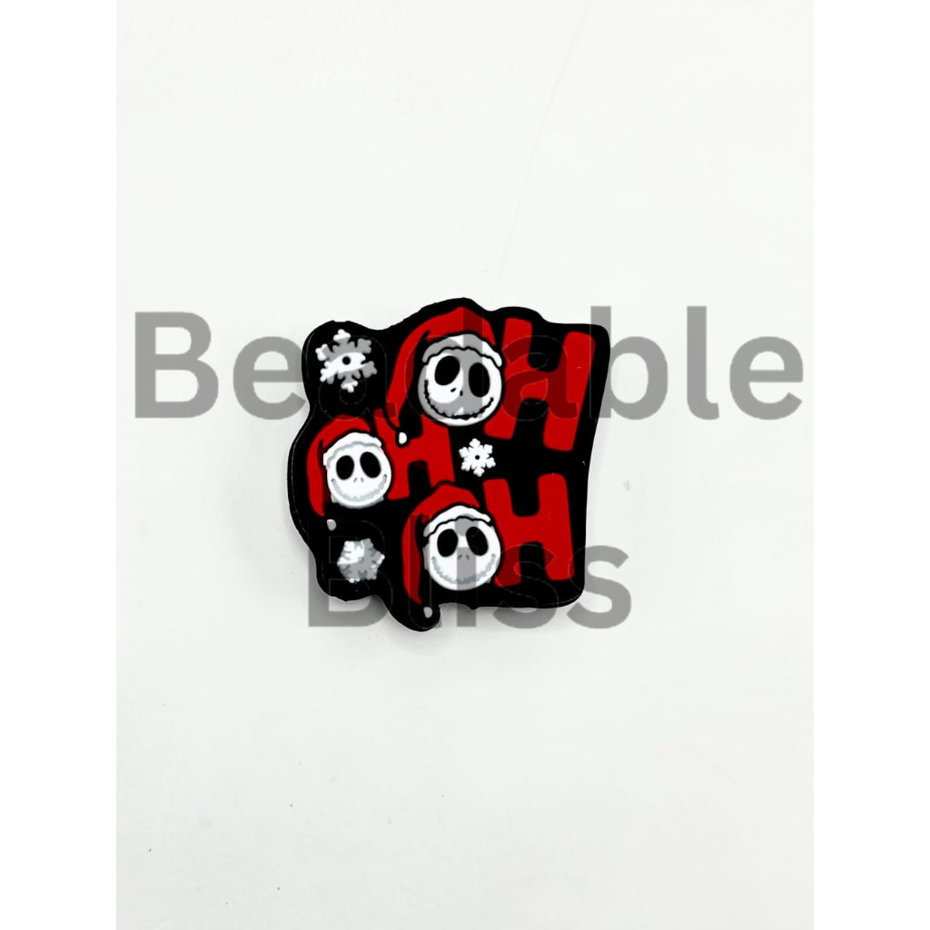 Jac with Red Christmas Hat Snow Flower Silicone Focal Beads