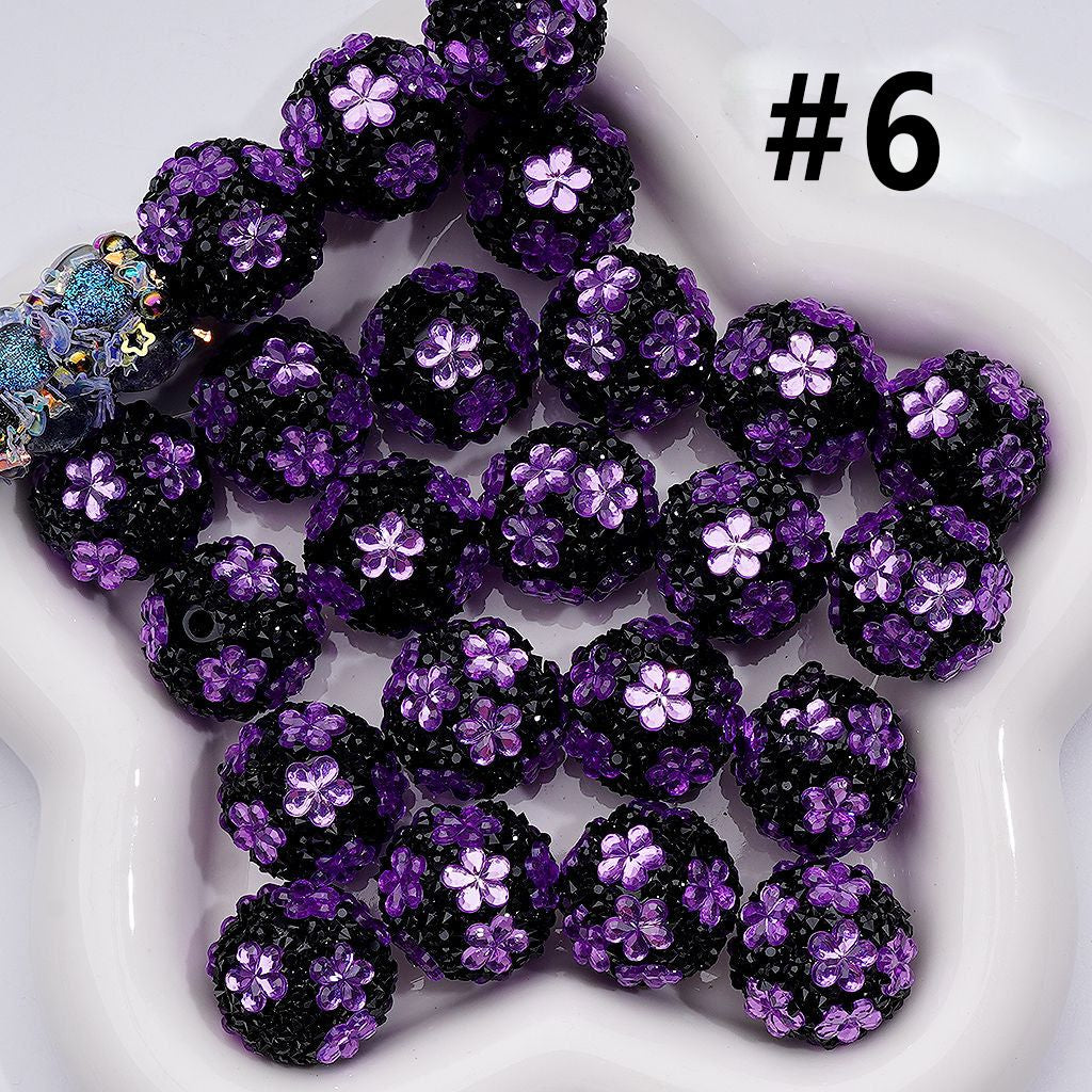 Cute Flowers Mini Shiny Cone Shape Rhinestones Clear Round Acrylic Beads, 20MM