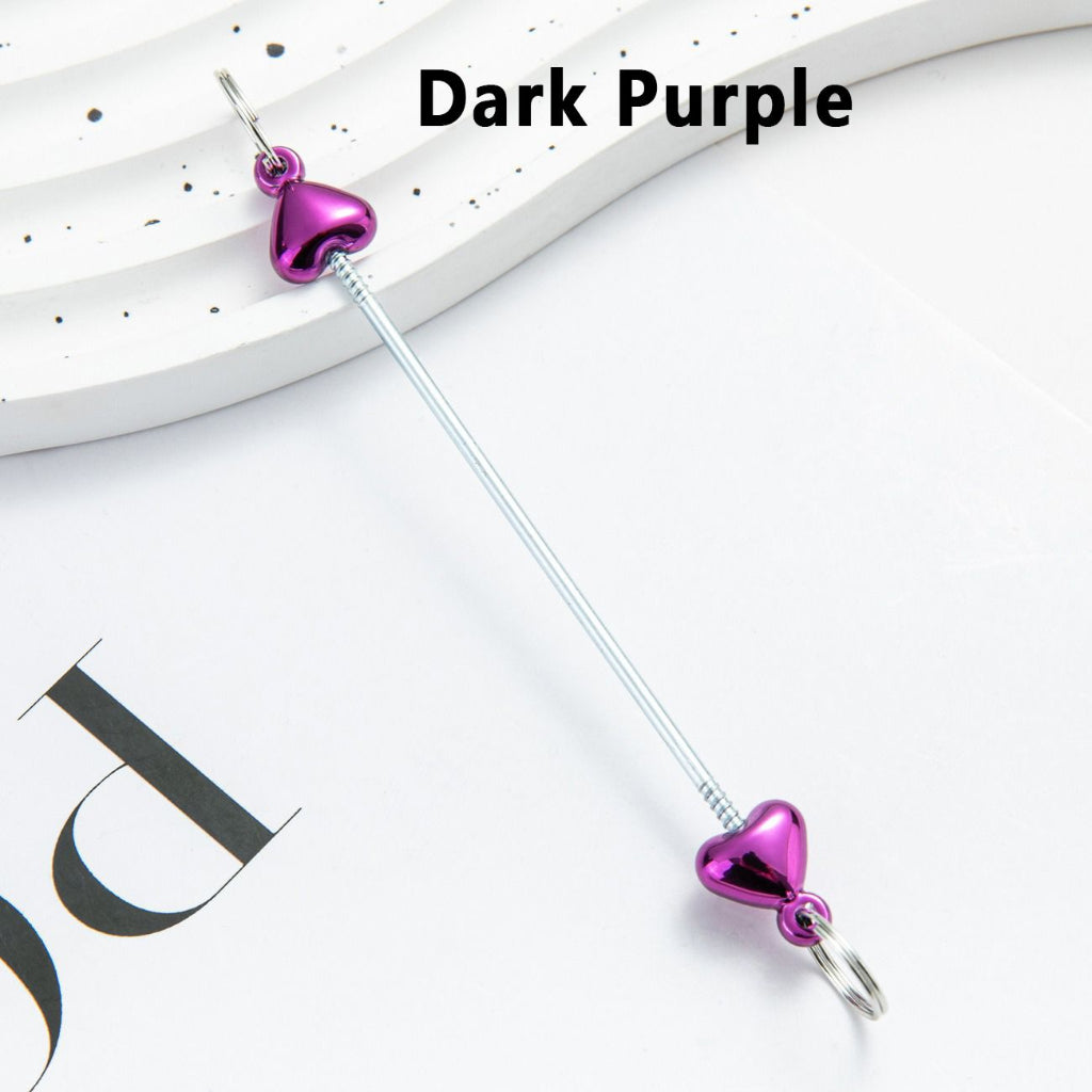DIY Metal Beadable Keychain Bars with Hearts for Keychain Accessories in Metallic Colors, 89MM
