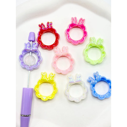 ウェーブラウンドヘアクラスプフープバンドアクリルビーズ、ランダムミックス、26.5×32MM