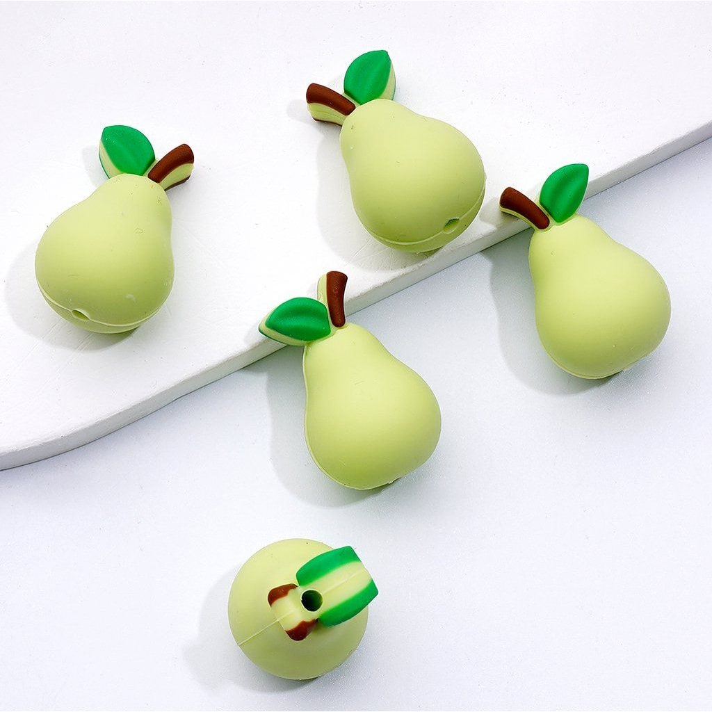 3D Cute Vivid Fruits Avocado Pear Grape Apple Blueberry Banana Silicone Focal Beads (This Focal has a Pleasant Fragrance)