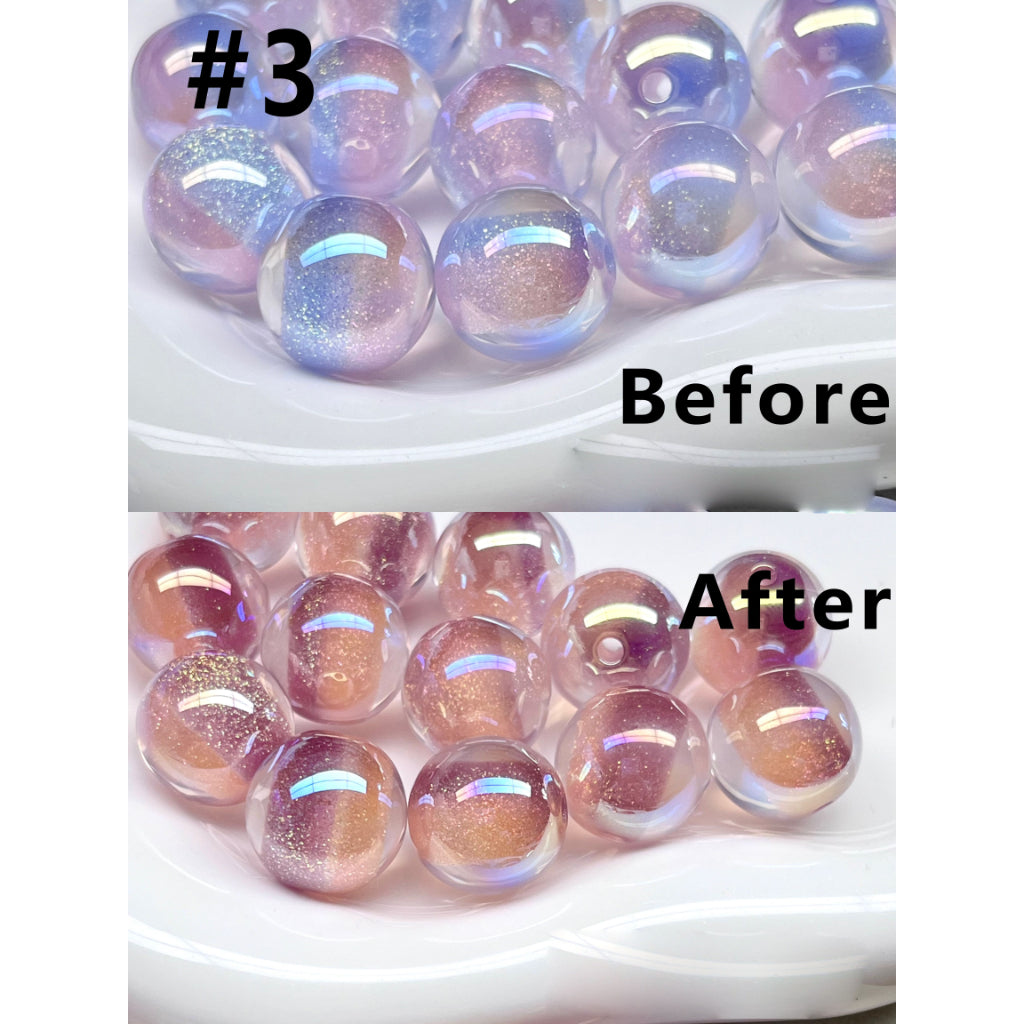 Glossy Shiny Glitter Color Changing Round Acrylic Beads, 16MM