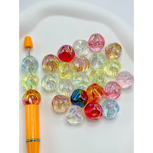 Irregular Shape Acrylic Beads in Translucent Colors, Random Mix, 16MM