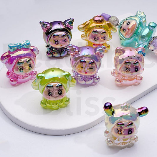 UV Coating Cute Crayo Shin-Cha in Sanri Costume Acrylic Beads, 40*32*28MM, Random Mix