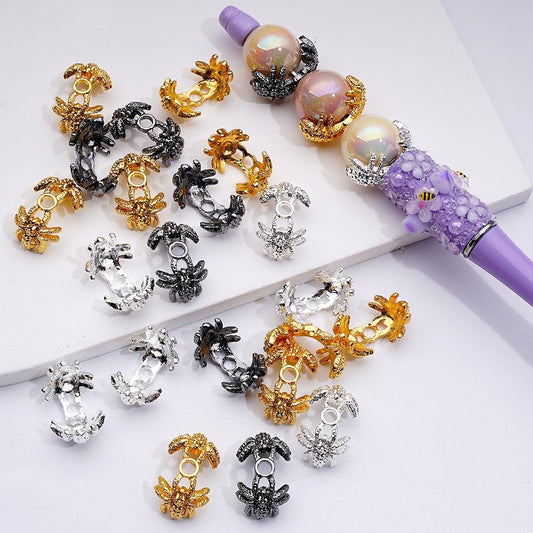 Fancy Silver Gold Gun Black Alloy Spider Halloween Bead Cage Cap (Fit for 16MM Beads)