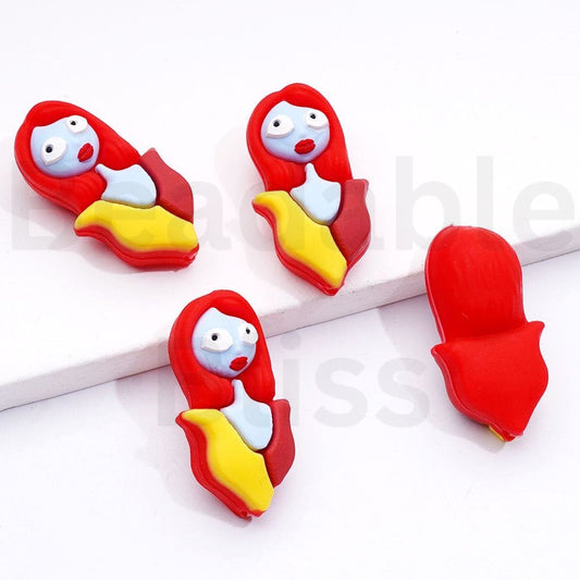 3D Red Hair Lady Jac and Sall Nightmar before Christmas Silicone Focal Beads