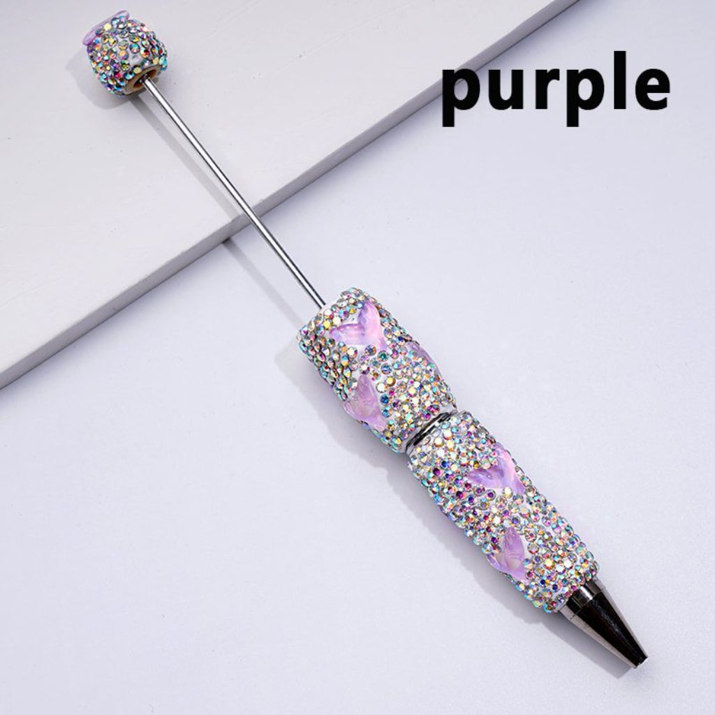 Beadable Clay Pens with Colorful Fishtails Mini AB Rhinestones Covered the Entire Pen