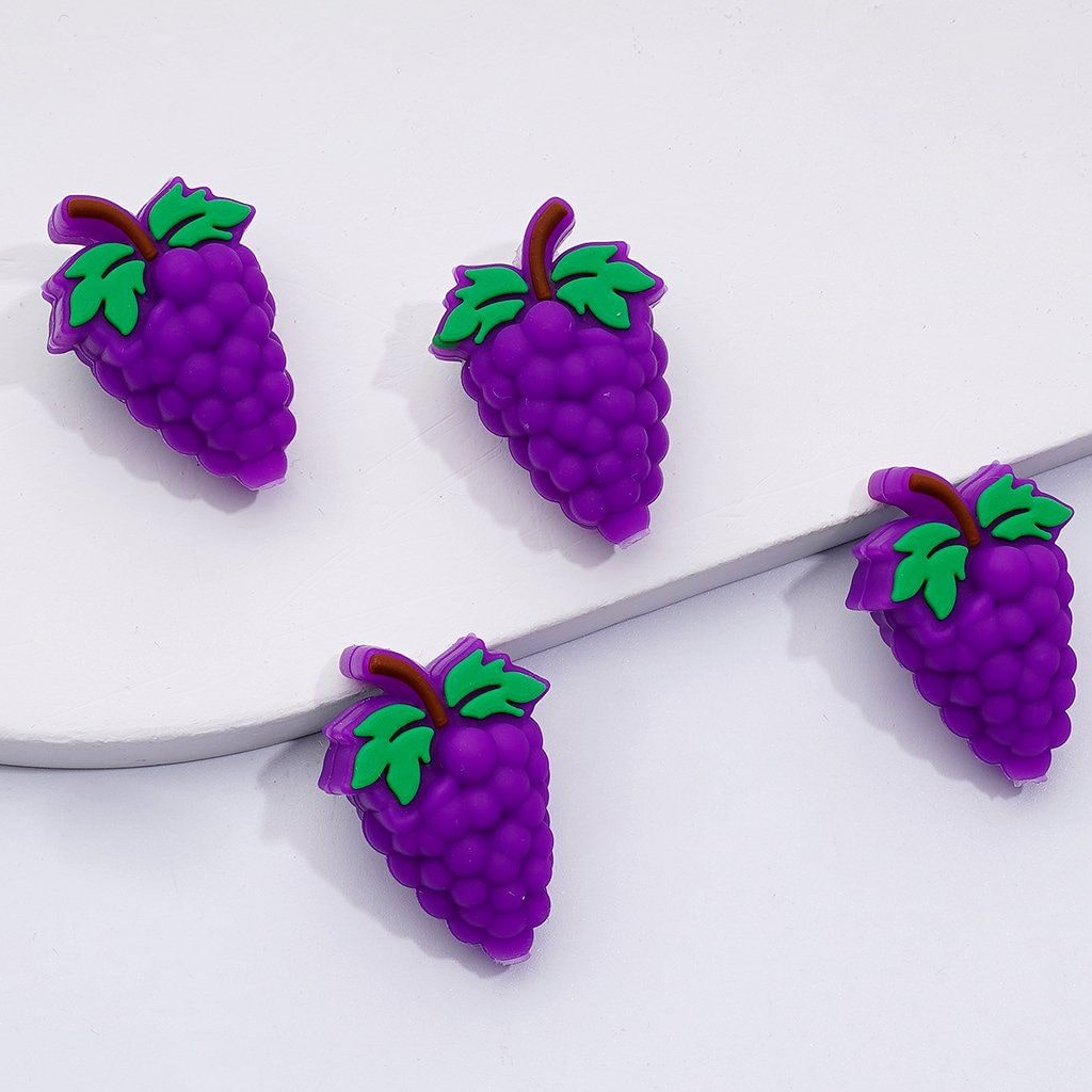 3D Cute Vivid Fruits Avocado Pear Grape Apple Blueberry Banana Silicone Focal Beads (This Focal has a Pleasant Fragrance)