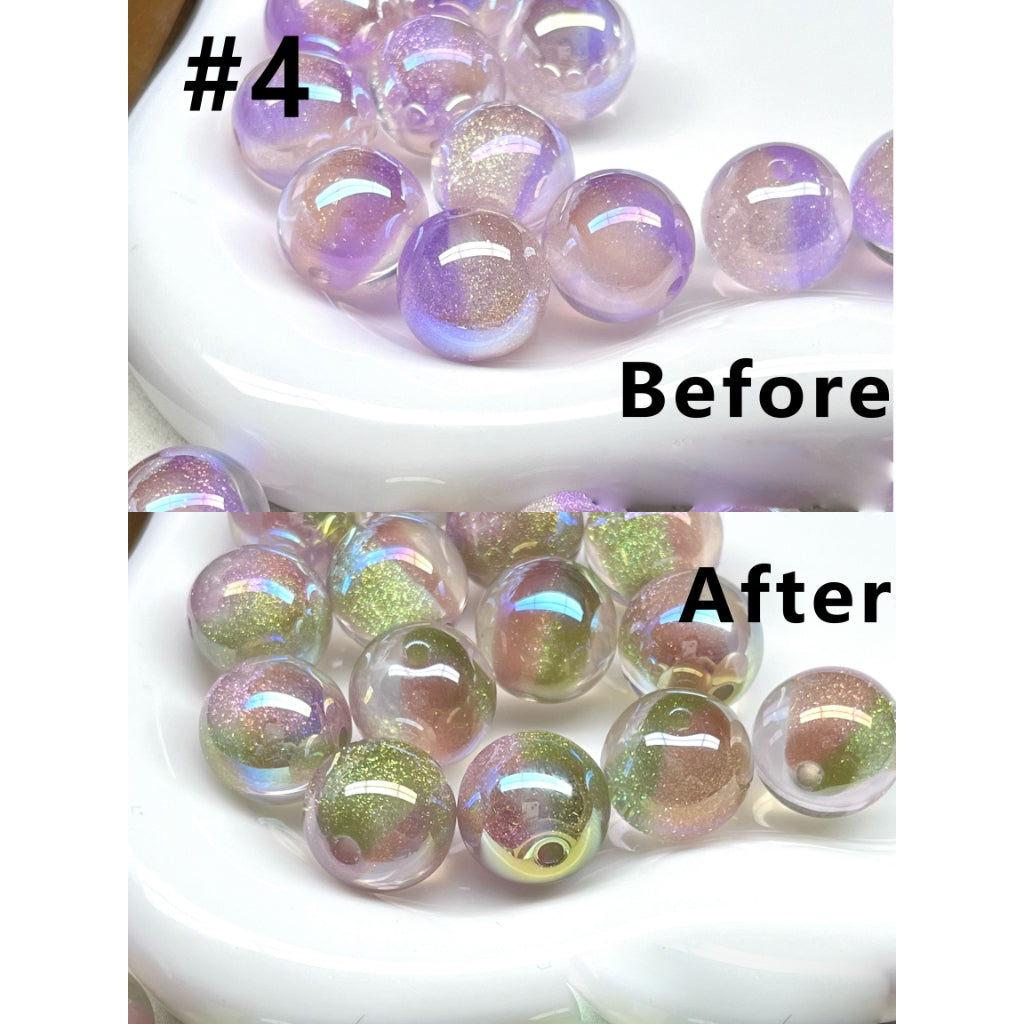 Glossy Shiny Glitter Color Changing Round Acrylic Beads, 16MM