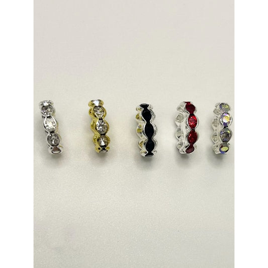 Spacers with Silver & Gold Color Metal Wave Shape and Clear Rhinestone. 15mm Random Mix