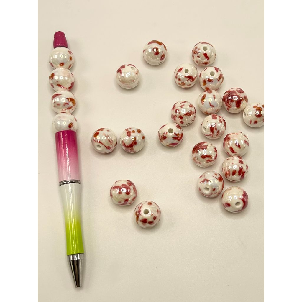 Blood Spatter Ceramic Beads, China, Porcelain 15mm