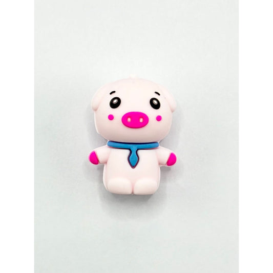 3Dかわいいピンクの子豚シリコンフォーカルビーズ