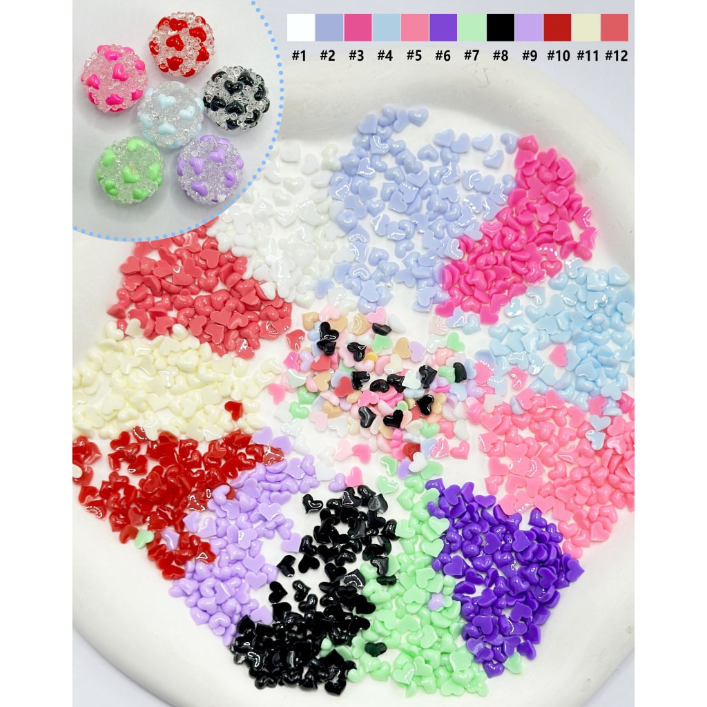 ジュエリーアクセサリー用DIYミニプラスチックハート（単色）、約5×4mm