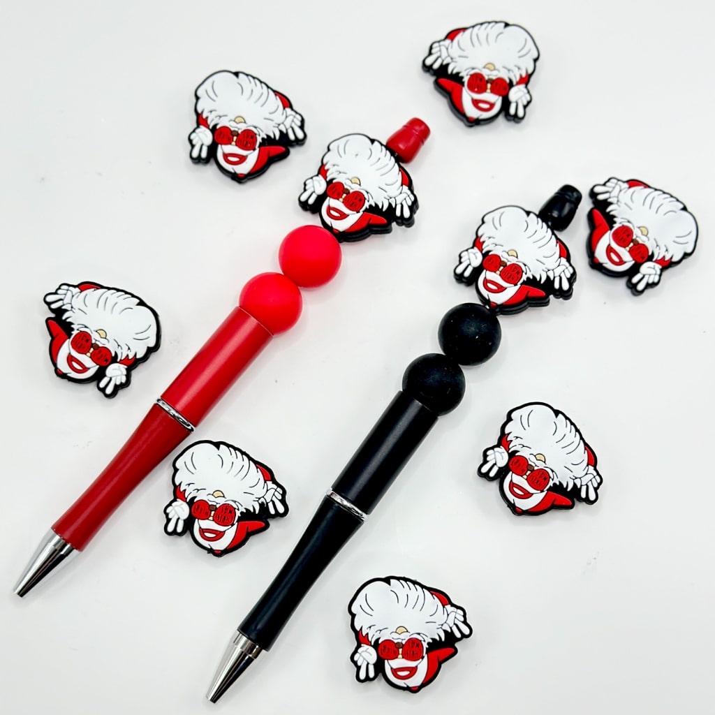 Christmas Father Santa Claus in Red Sunglasses Backwards Cap Peace Sign Silicone Focal Beads