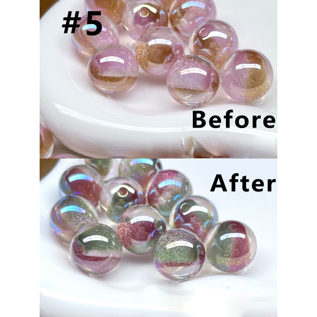 Glossy Shiny Glitter Color Changing Round Acrylic Beads, 16MM