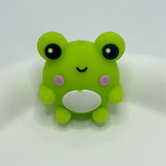 カエルビーズ、かわいい3Dグリーンカエルシリコンフォーカルビーズ