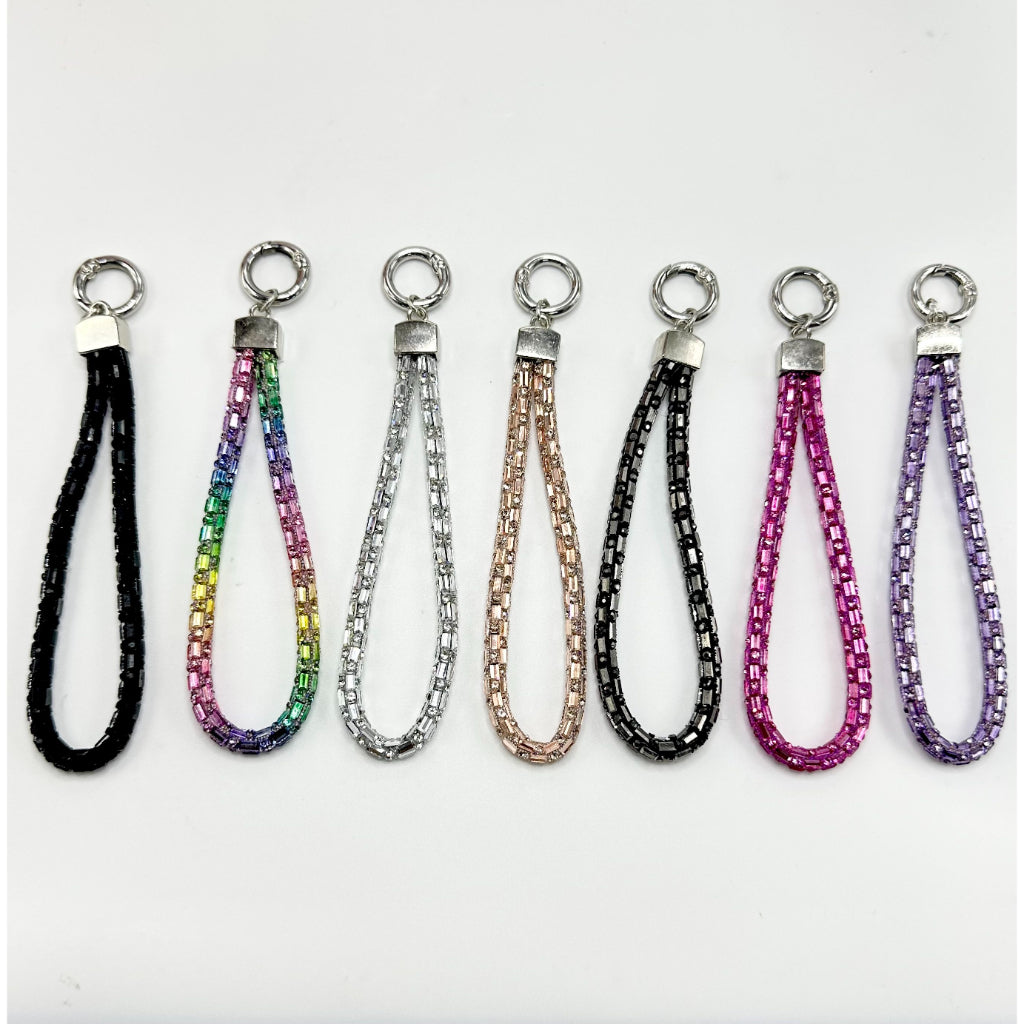 Anti-lost Cellphone Chain with Glass Rhinestone Strap, Around 140MM ll Clear Fixing Plate For Mobile Phone Case Lanyard Hanging