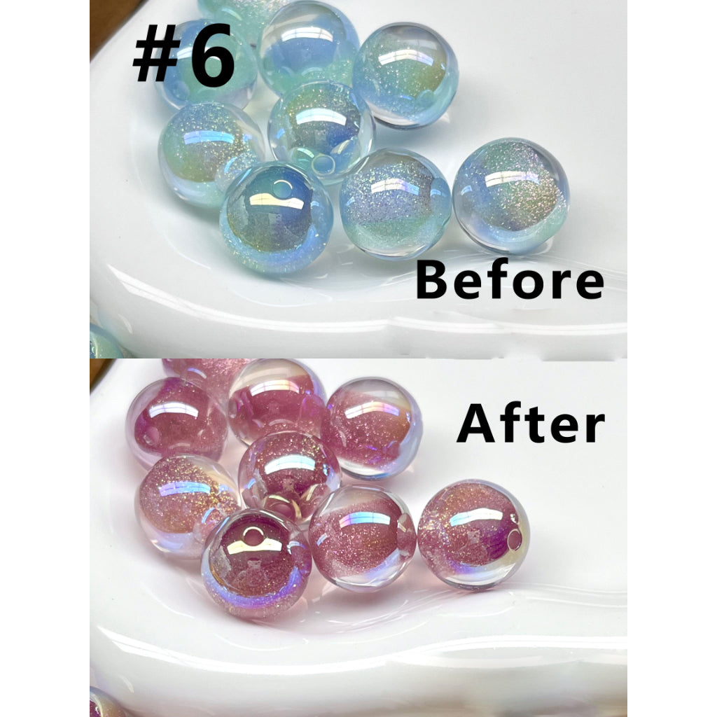 Glossy Shiny Glitter Color Changing Round Acrylic Beads, 16MM