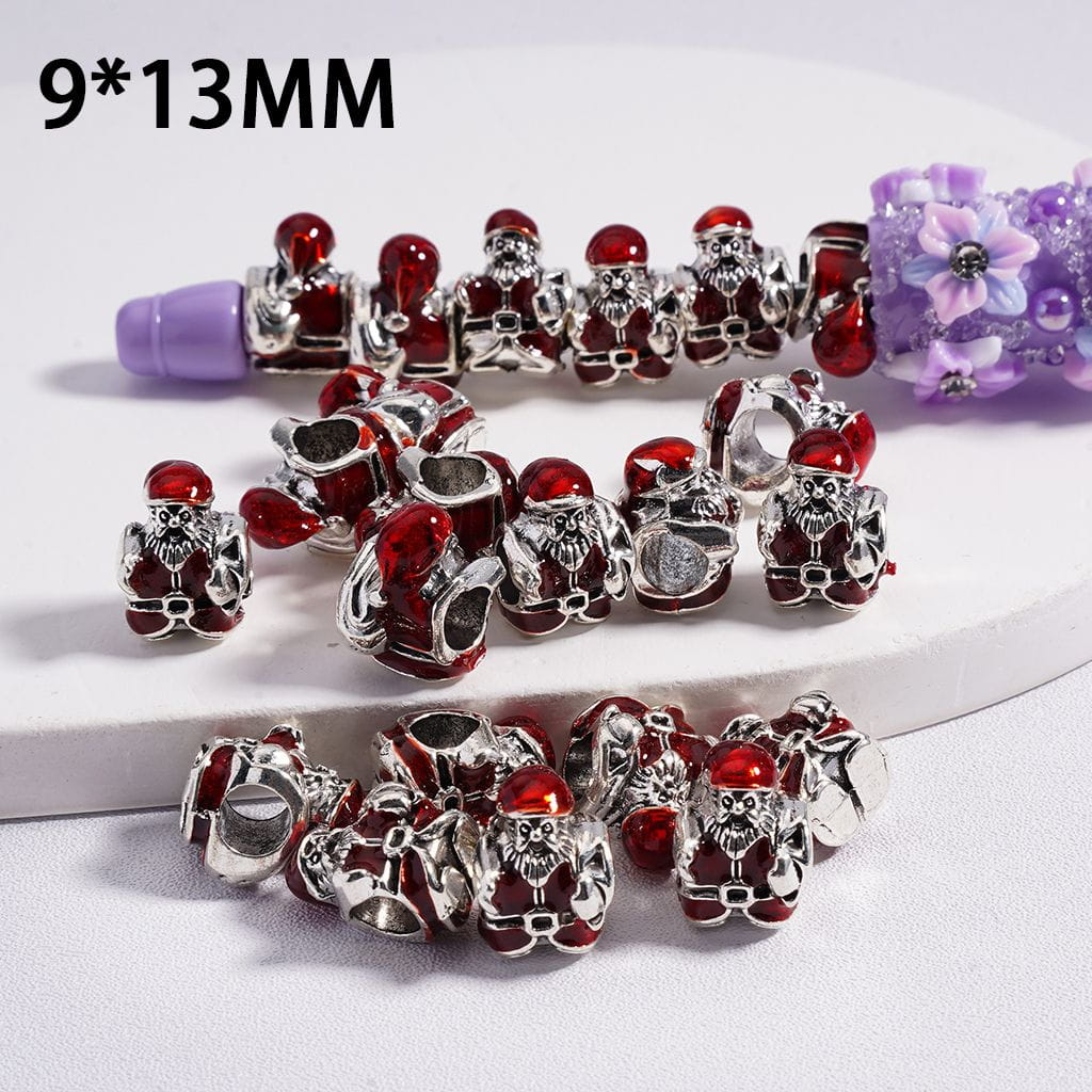 Alloy Beads Santa Claus Christmas Theme, 9*13MM, Big Hole Beads, Horizontal Hole ((The Hole Diameter is Around 5MM)