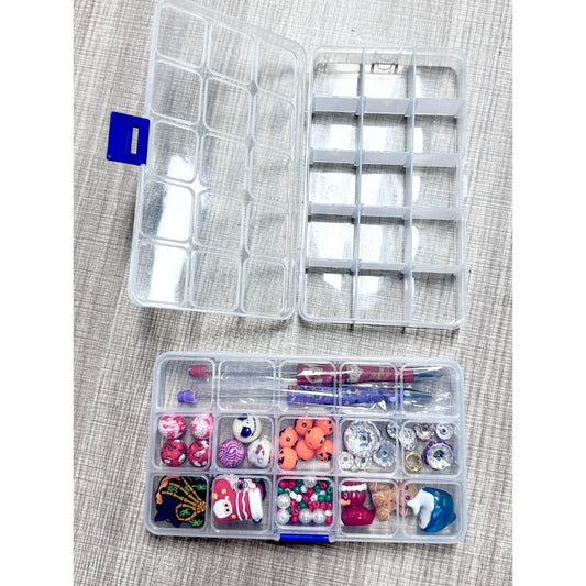 ビーズケース、透明ビーズボックス、プラスチック収納ジュエリーディスプレイボックス、サイズ9.8×2.2×17.3cm、説明をお読みください。
