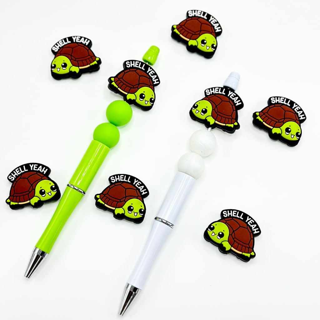 Shell Yeah Little Cute Green Turtle Tortoise Silicone Focal Beads ...