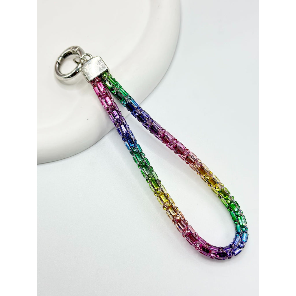 Anti-lost Cellphone Chain with Glass Rhinestone Strap, Around 140MM ll Clear Fixing Plate For Mobile Phone Case Lanyard Hanging