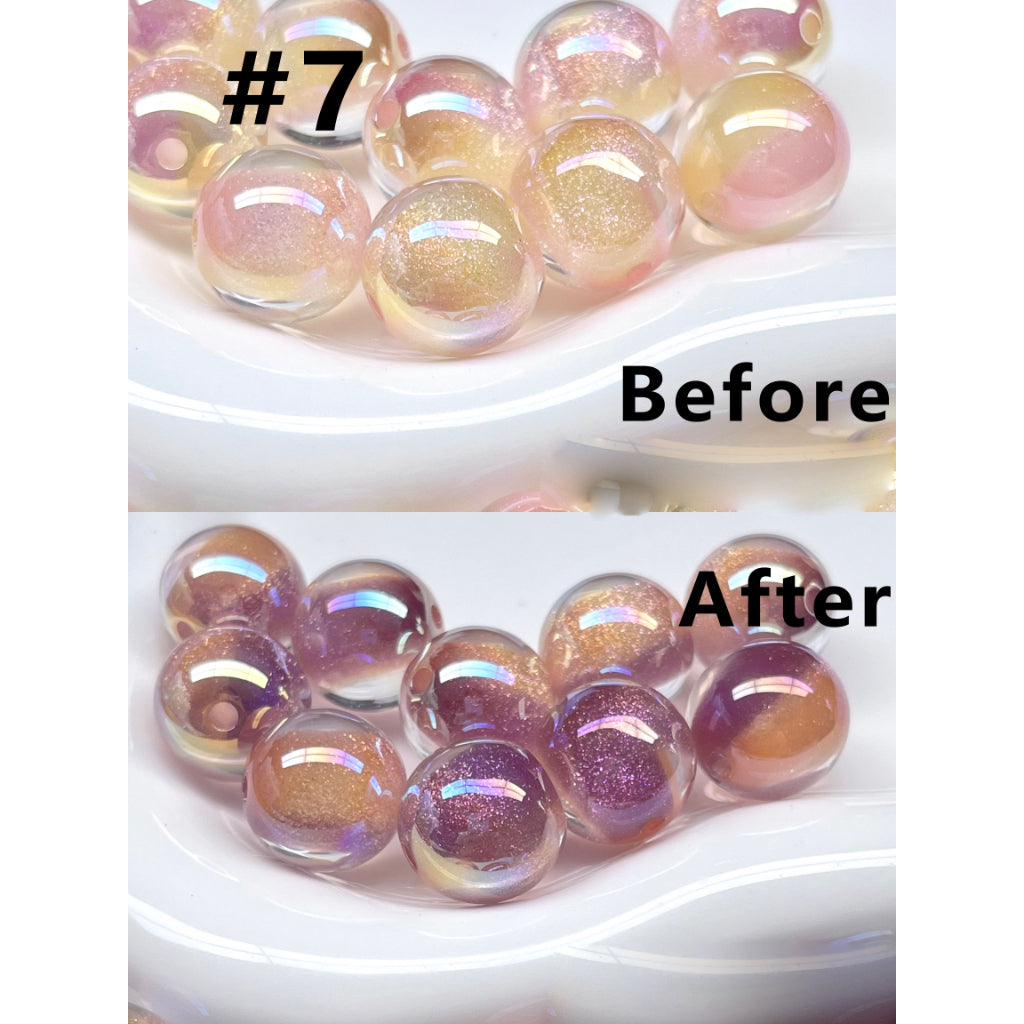 Glossy Shiny Glitter Color Changing Round Acrylic Beads, 16MM