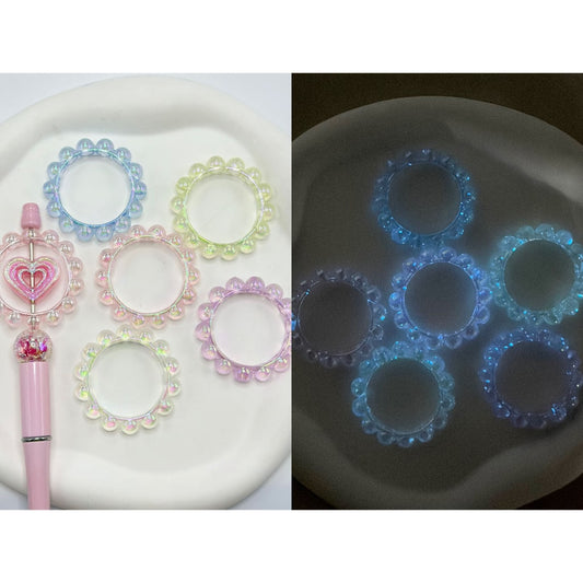 光る半透明ループリングアクリルビーズ、ランダムミックス、43MM