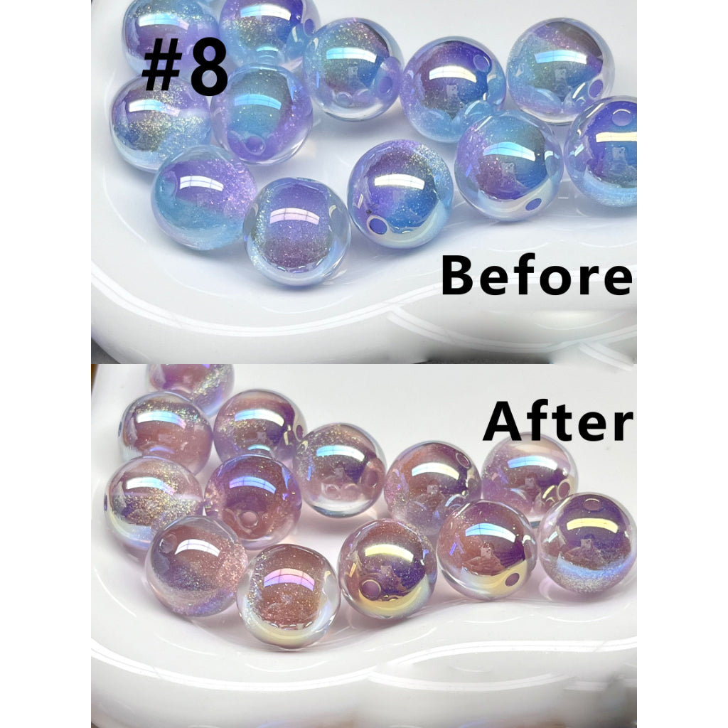 Glossy Shiny Glitter Color Changing Round Acrylic Beads, 16MM