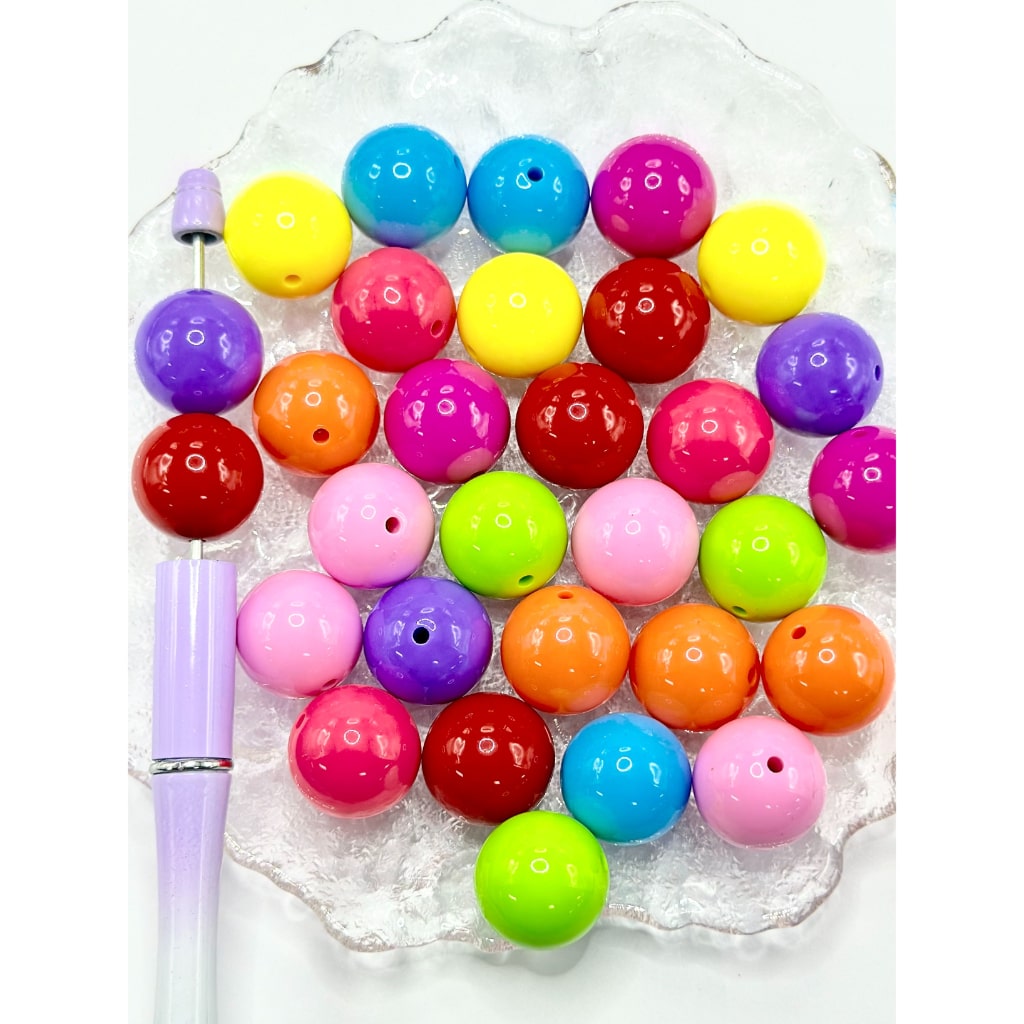 Large Solid Color Round Acrylic Beads, Random Mix, 20MM – Beadable Bliss