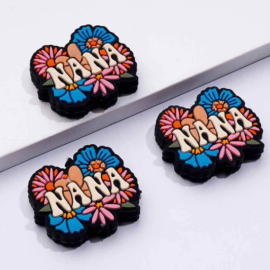 Nana Cute Colorful Flowers Silicone Focal Beads