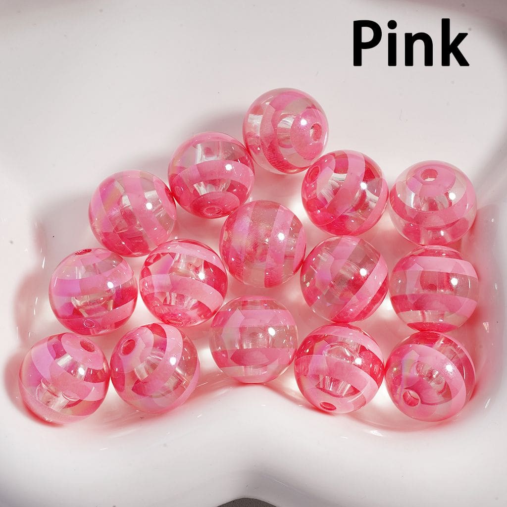 Acrylic Beads Multi-Color Swirl Stripes Clear Color, 16MM (Single Color is available for 200pcs(whole bag) Only)
