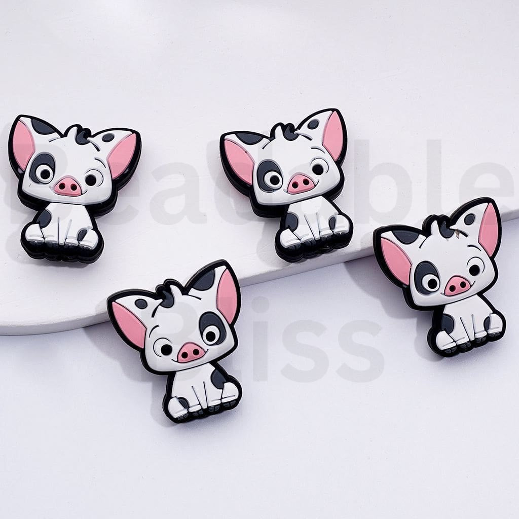 Cute Naughty Piglet Pu Moan Cartoon Disne Silicone Focal Beads