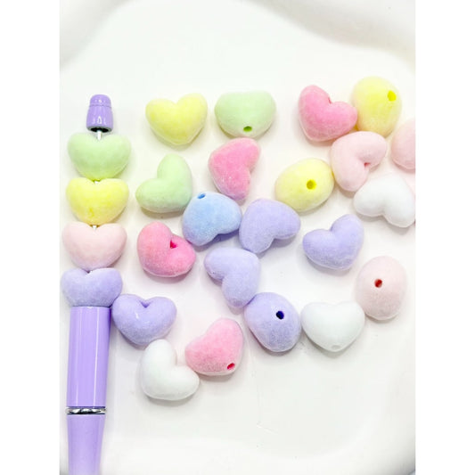 フロックハートアクリルビーズ、ランダムミックス、14×18MM